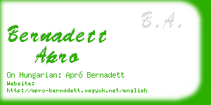 bernadett apro business card